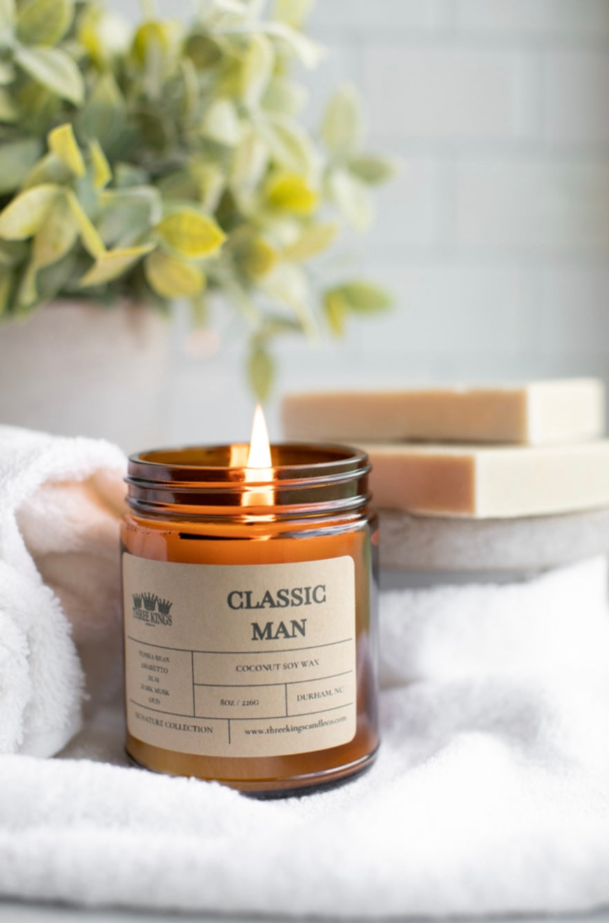 Classic Man Candle- Powder & Musk Scent